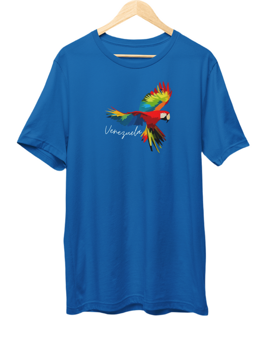 Ara macao guacamaya de venezuela que evoca los sentimientos caraqueños camisetas azul