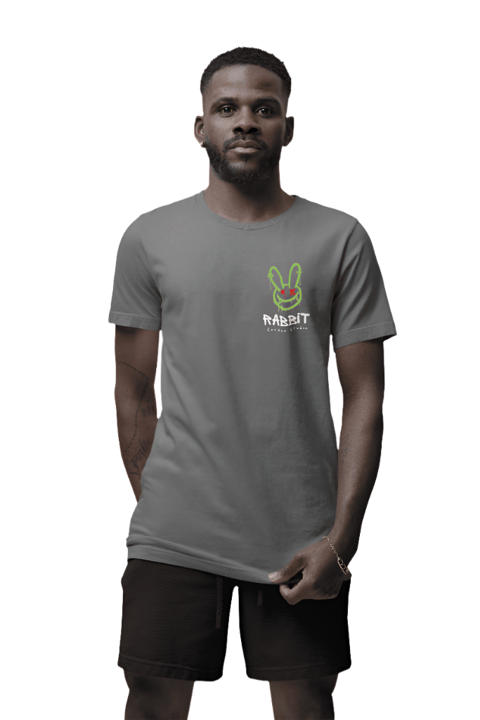 Camiseta gris con rabbit verde flurorecente camiseta trending