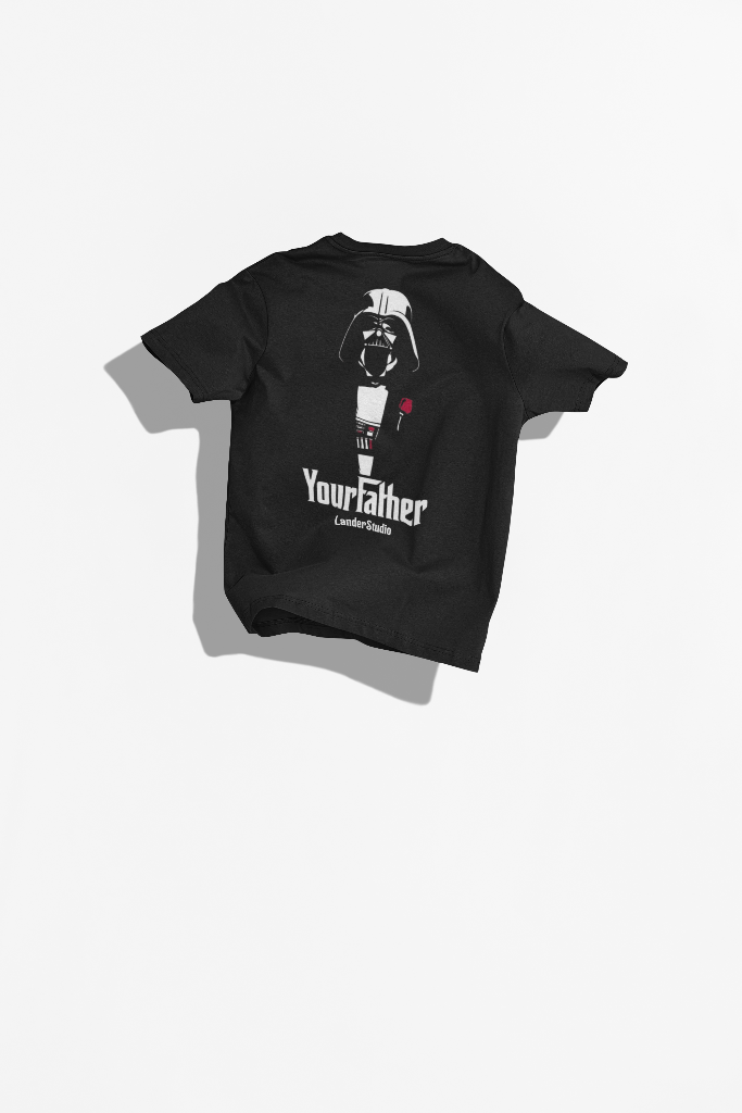 Camiseta negra con frase iconica de darth vader 